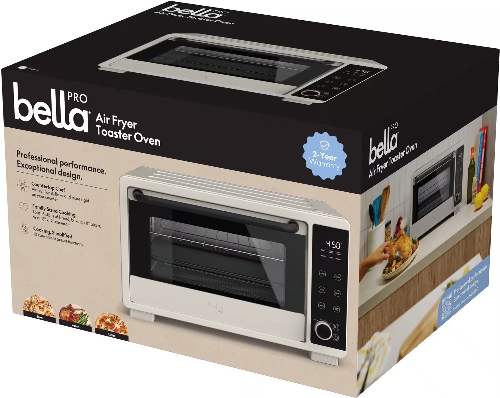 Bella PRO - 6-Slice Air Fryer Toaster Oven (0.88 Cu. Ft.) - Oatmilk