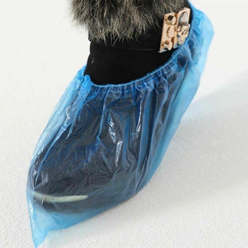 Lot De 100 Couvre-chaussures Jetables En Plastique, Antidérapants, Imperméables, Pour L'extérieur, Bleus, Jetables, Pour Le Nettoyage Et La Sécuri