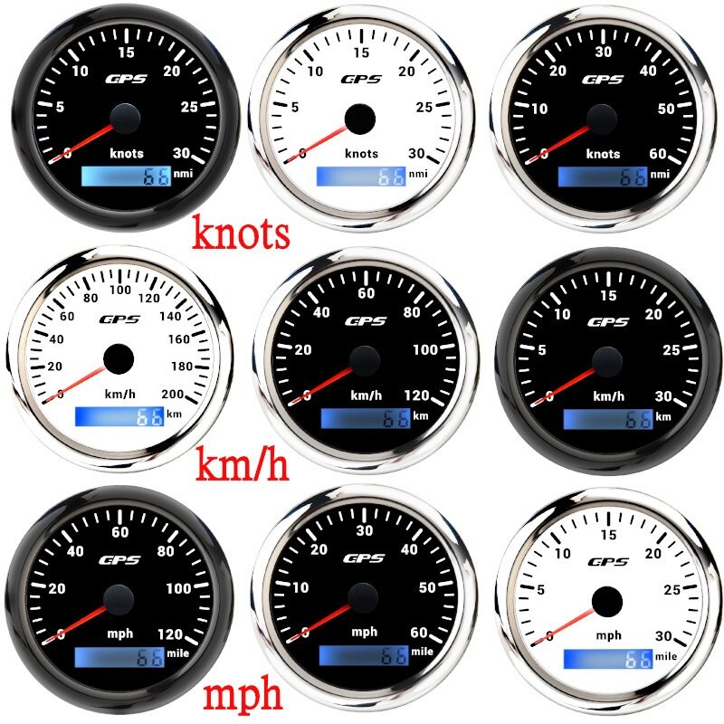 Compteur De Vitesse GPS Rétro-éclairé 7 Couleurs, 60 Km/h, 30 Nœuds, 120mph, Capteur GPS, Pour Moto, Voiture, Bateau,