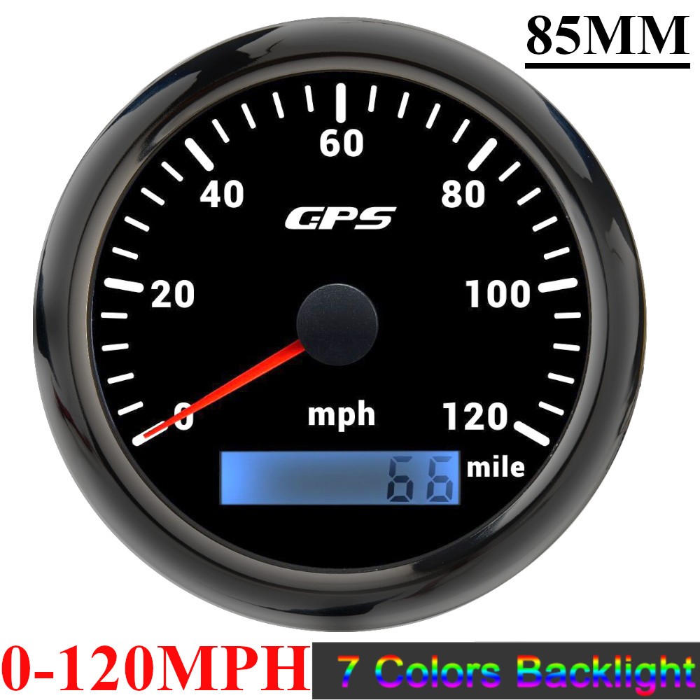 Compteur De Vitesse GPS Rétro-éclairé 7 Couleurs, 60 Km/h, 30 Nœuds, 120mph, Capteur GPS, Pour Moto, Voiture, Bateau, thumbnail