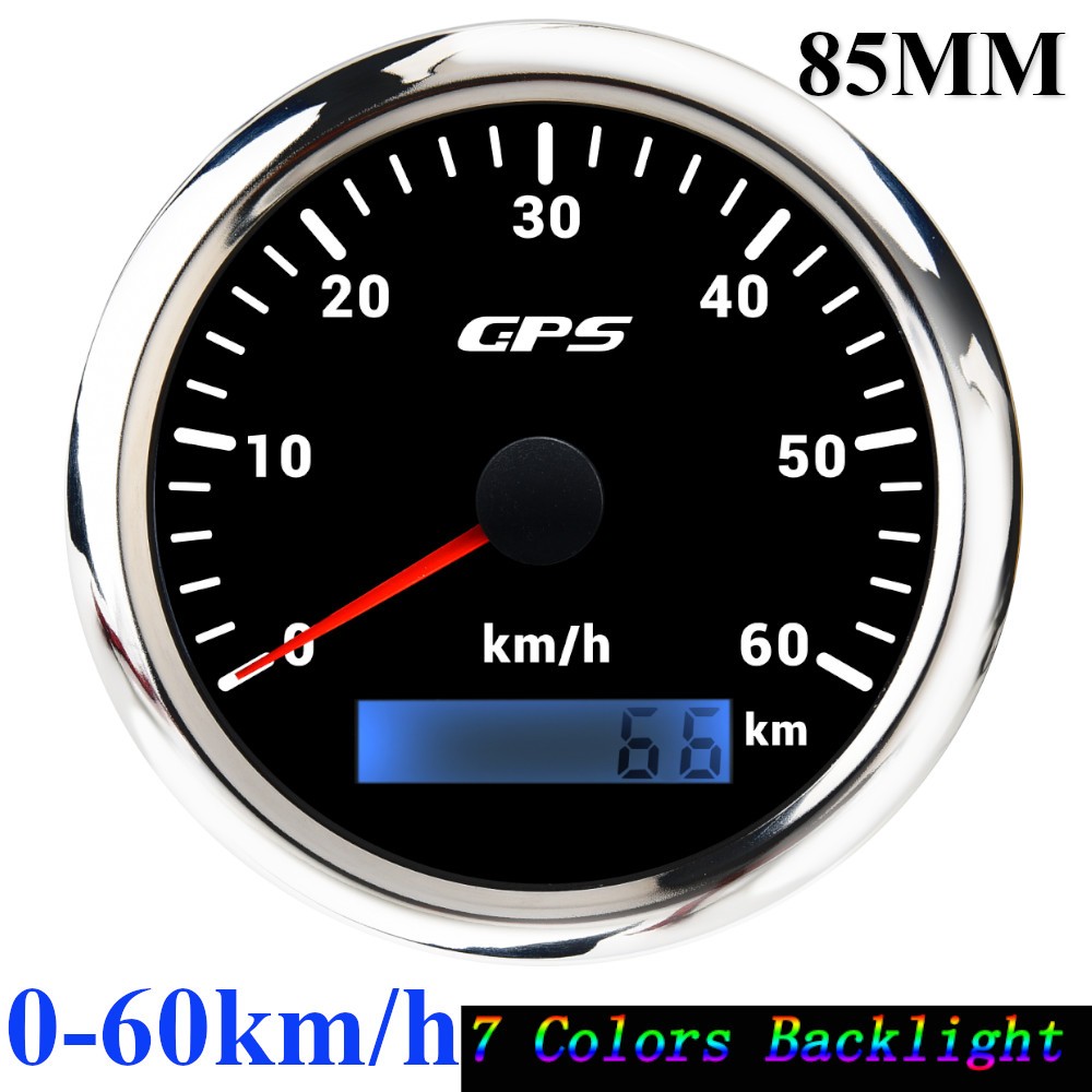 Compteur De Vitesse GPS Rétro-éclairé 7 Couleurs, 60 Km/h, 30 Nœuds, 120mph, Capteur GPS, Pour Moto, Voiture, Bateau, thumbnail