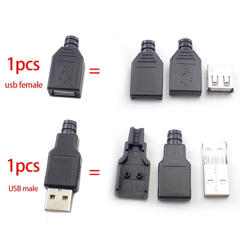 Lot De 100 50 USB Type a Mâle Et Femelle à Souder, 4 Broches 4 à Monter Soi-même thumbnail