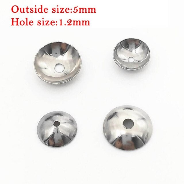 Lot De 100 Capuchons De Perles Demi-ronds En Acier Inoxydable, Couleur Argent, Pour La Fabrication De Bijoux à Faire Soi-même, Taille Au Choix: 3 4  thumbnail