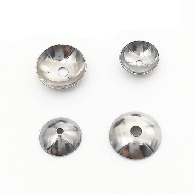 Lot De 100 Capuchons De Perles Demi-ronds En Acier Inoxydable, Couleur Argent, Pour La Fabrication De Bijoux à Faire Soi-même, Taille Au Choix: 3 4  thumbnail