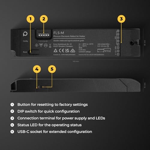 Phoscon FLS-M - the Universal Matter Zigbee LED Controller for LED Strips up to 5 Channels and Individually Addressable LEDs, RGBW, RGB+CCT, Single Co thumbnail