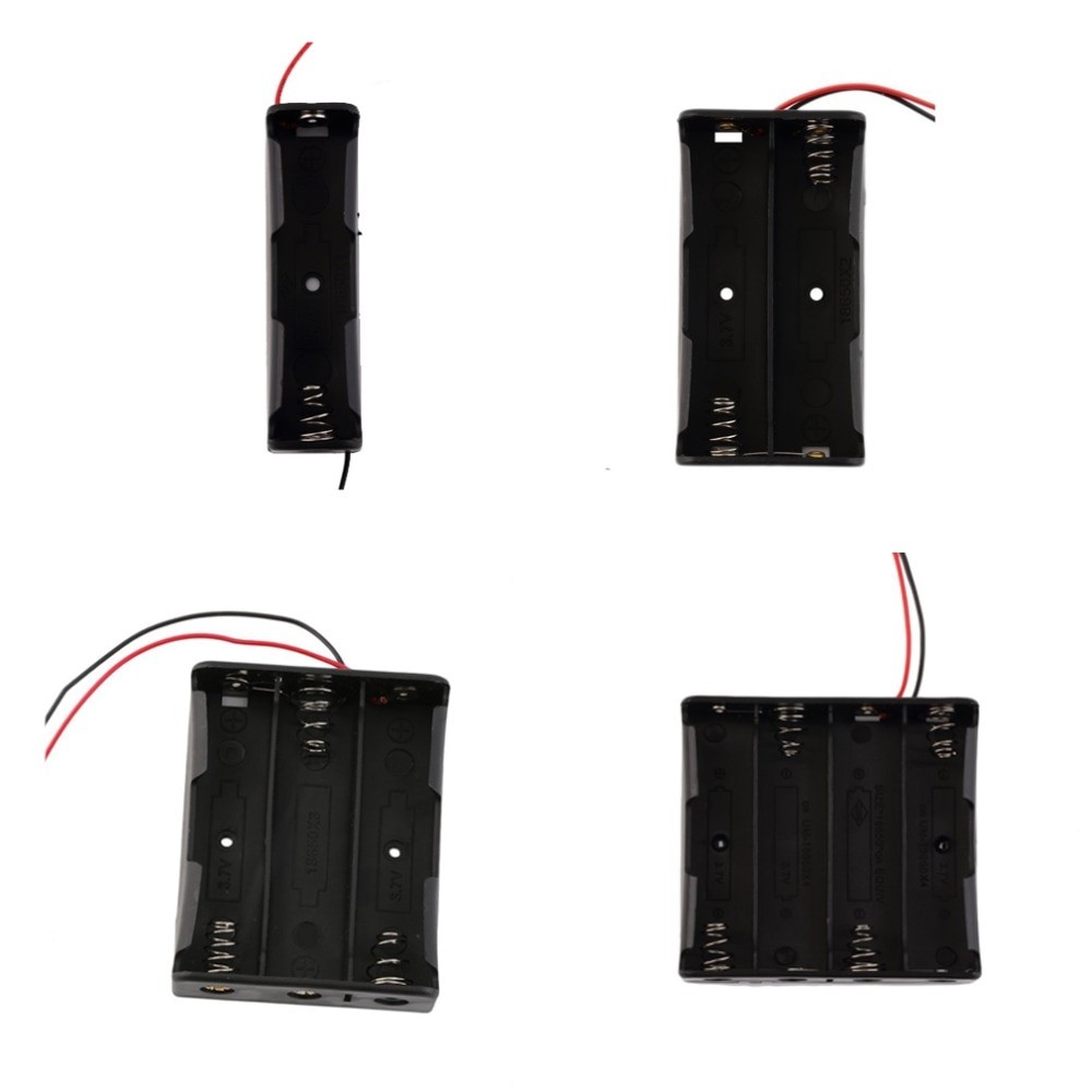 Boîtier De Rangement De Piles En Plastique Noir 1x 2x 3x 4x 18650 , 1 2 3 4 Fentes, Support De Piles à Monter Soi-même, Conteneur Avec Fil, Broche  thumbnail