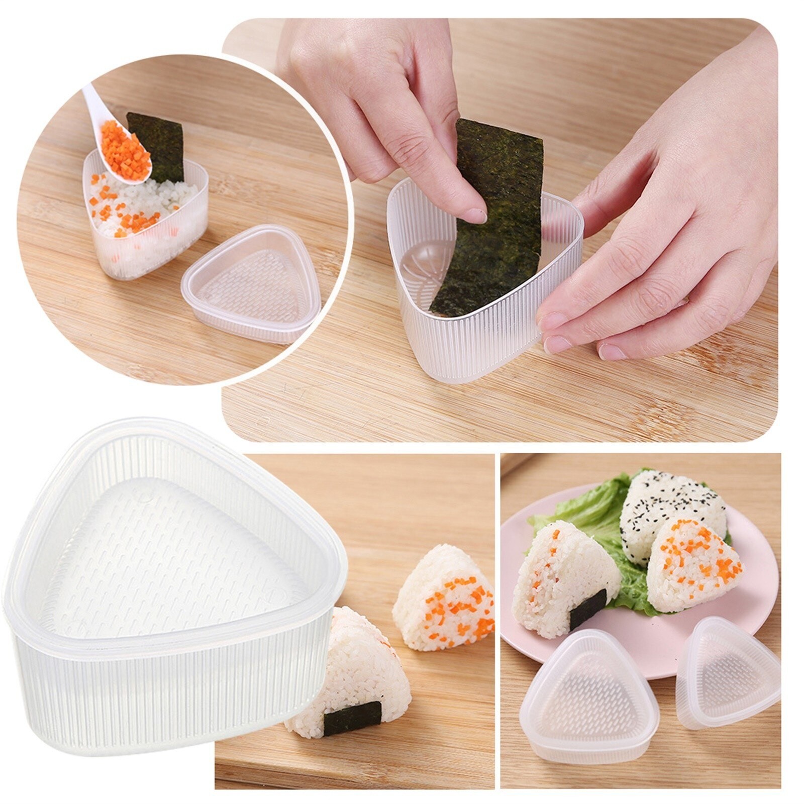 Lot De 4 Moules à Sushi Triangulaires, Pour Faire Soi-même, Pour Les Boules De Riz, Presse Alimentaire, Kit, Accessoires De Cuisine Japonaise Bento thumbnail