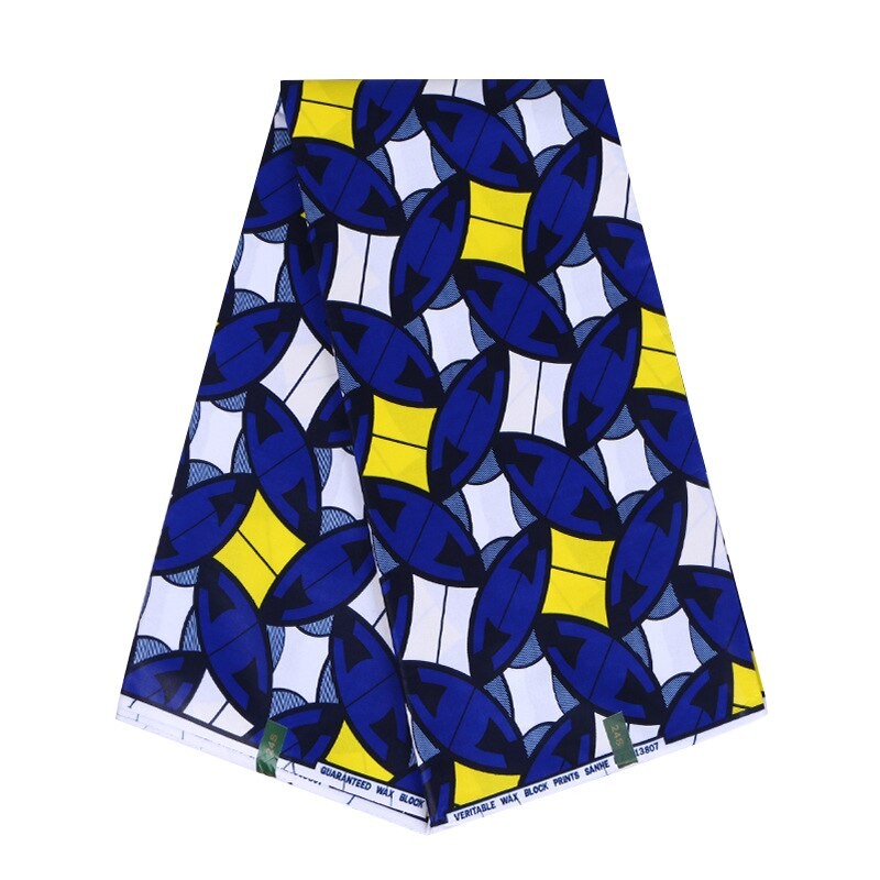Tissu Pagne Africain Bleu à Imprimés En Coton à La Mode, Véritable Wax Ankara Pour Robe , 6 100% /lot