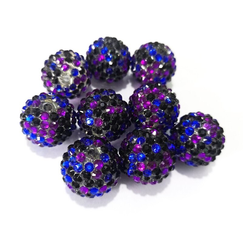 Perles De Strass En Résine Mixte, Grosses Perles Pour La Fabrication De Bijoux Pour Enfants, 20mm, 100 PièCES/lot, Bleu Royal, Noir, Violet, thumbnail