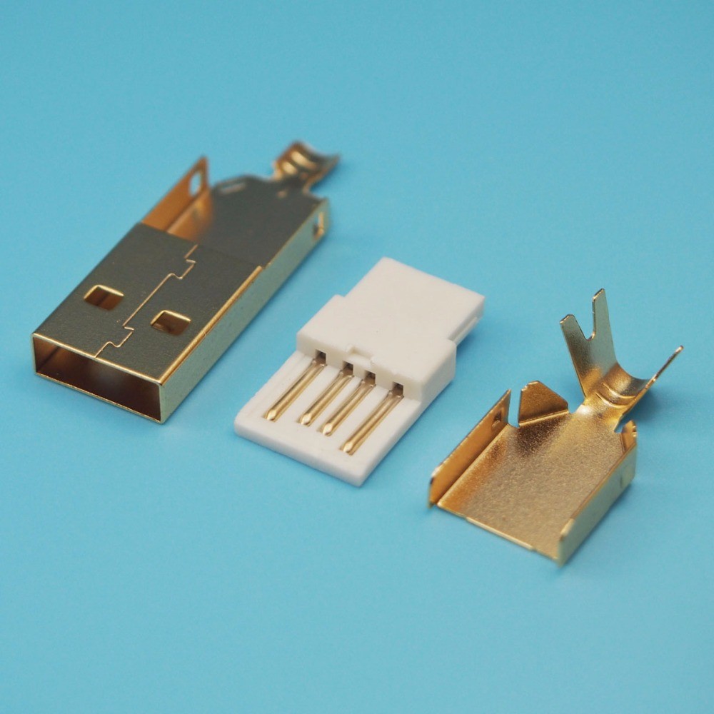 Lot De 30 Connecteurs USB Mâles à a 2.0 Broches Plaqués or, Type 4 , à Monter Soi 1 3 in thumbnail