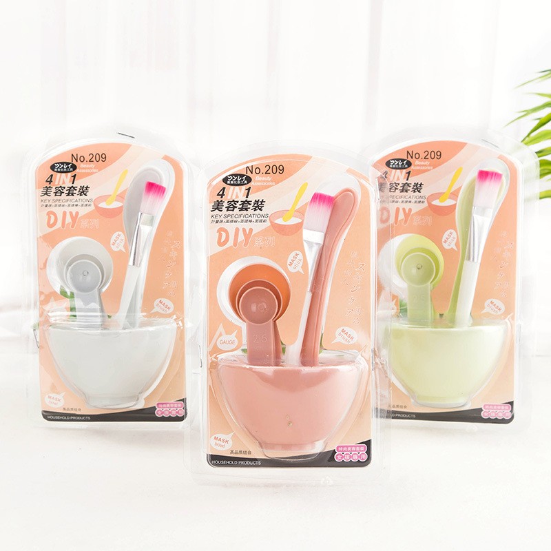 4 In1 Bols De Masque Facial à Faire Soi-même, Bâtonnets De Beauté Du Visage, Brosse à Masque, Cuillère à Mesurer, Ensemble De Beauté Pour Femm