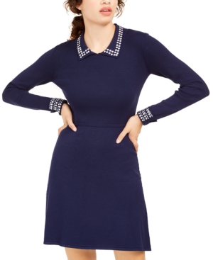 Planet Gold Dress Navy Blue Size Xxs Junior a-Line Split Neck Mini 7303-0049-P - XXS