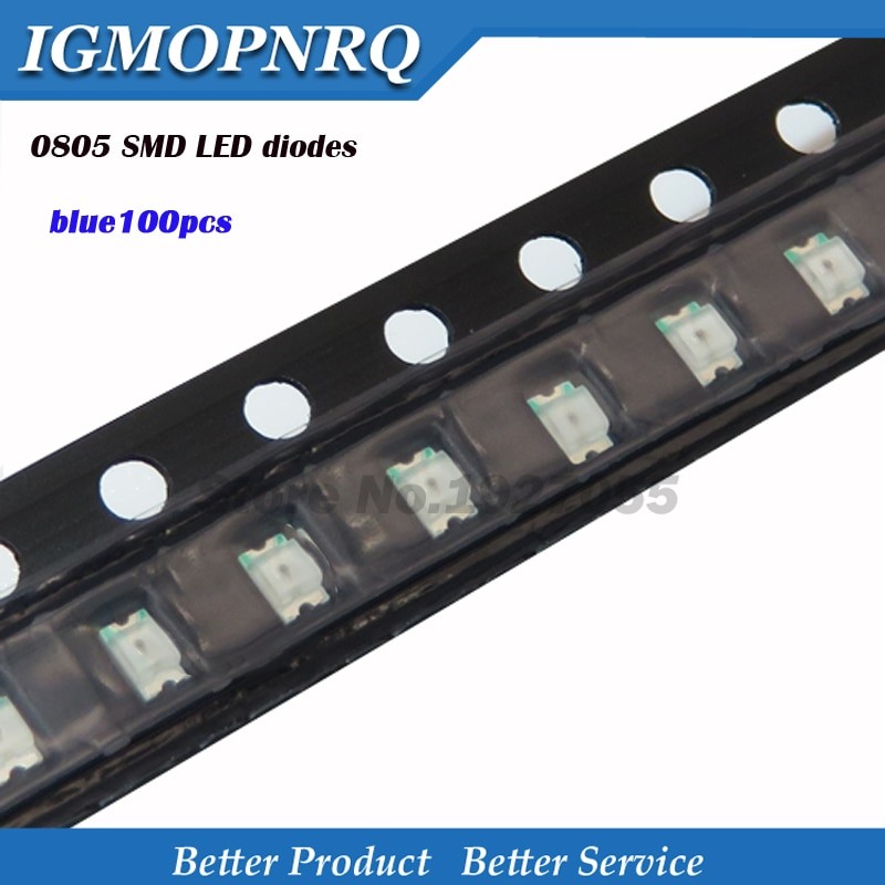 100 PièCES LED Supérieure 0805 Lumière LED Smd Bleu 0805 émettant De La Lumière thumbnail