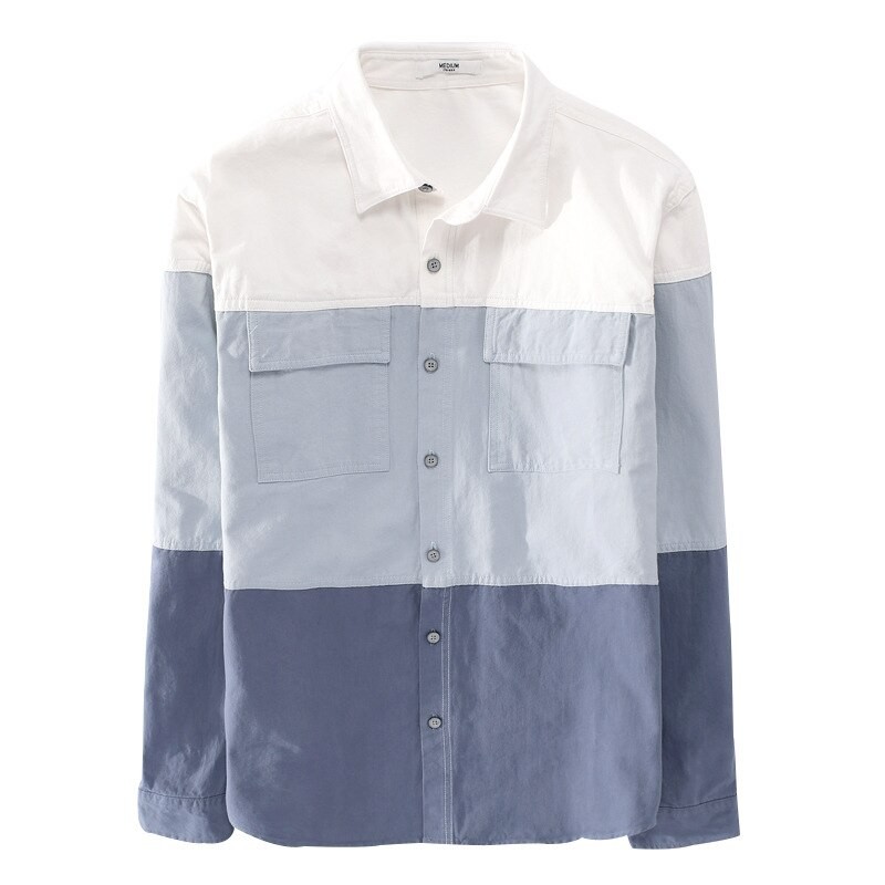 Chemise Patchwork à Manches Longues Pour Homme D'affaires, Chemisier Vintage, Style Coréen Et Japonais, Harajuku, Printemps 9303 thumbnail