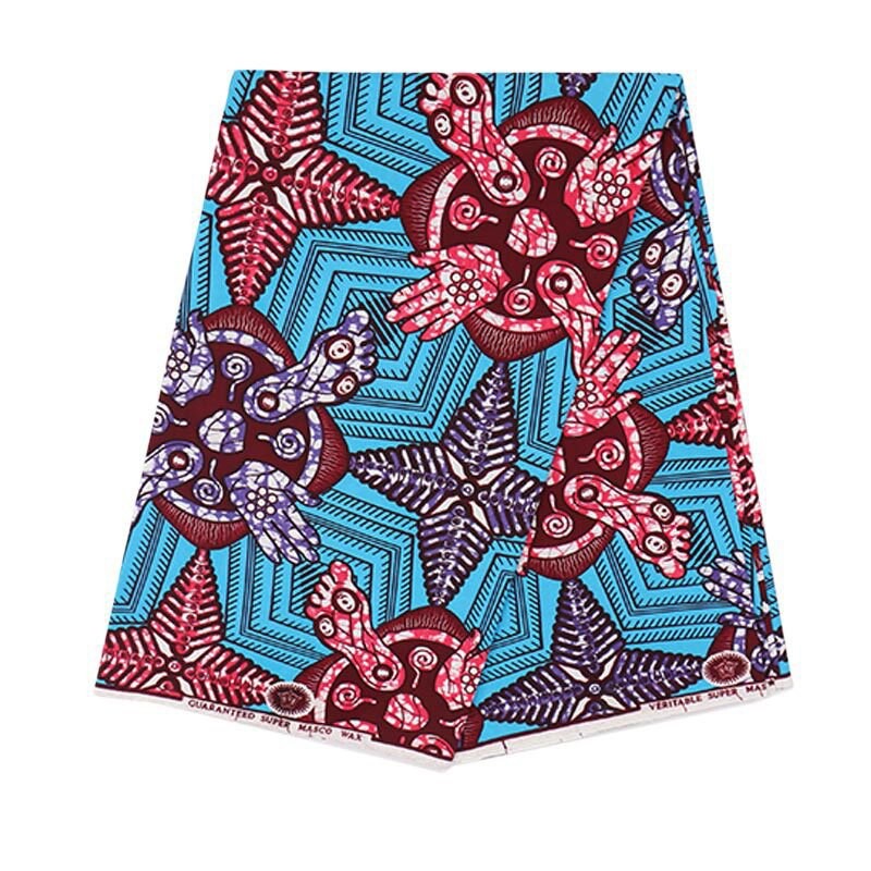 Tissu Africain 100% Coton, Tissu Imprimé Couleur Bleu Ciel, Véritable Cire Africaine, à La , 6Yards Par Lot,