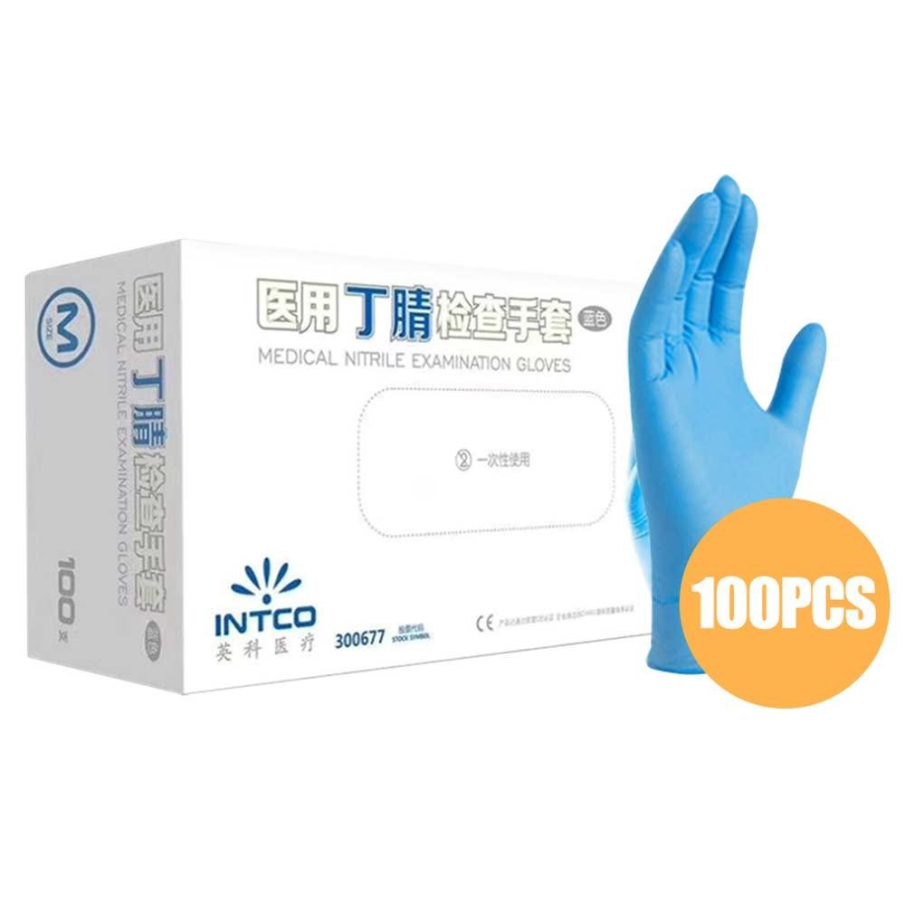 100 PièCES Nitrile Enduit Bleu Gants Résistant à La Perforation Latex Dans La Lumière Main Protection Travail Jetable Ménage Latex Gants