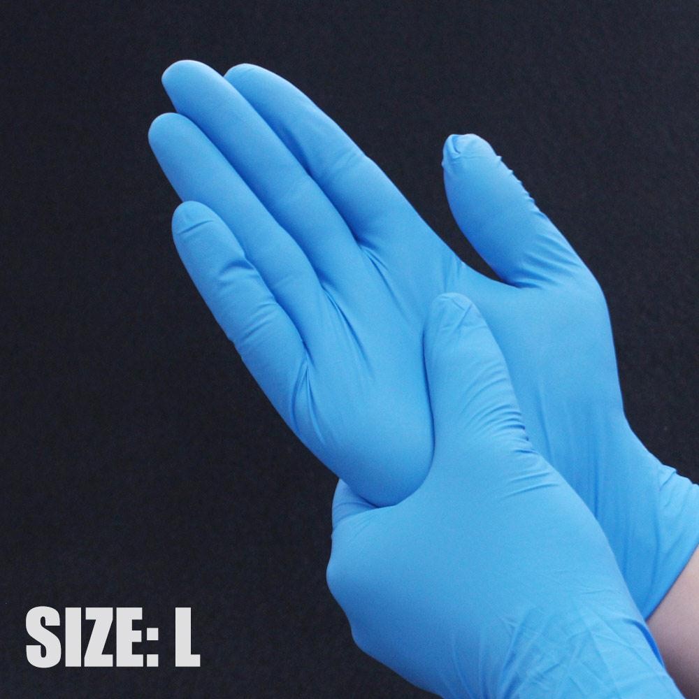 100 PièCES Nitrile Enduit Bleu Gants Résistant à La Perforation Latex Dans La Lumière Main Protection Travail Jetable Ménage Latex Gants thumbnail