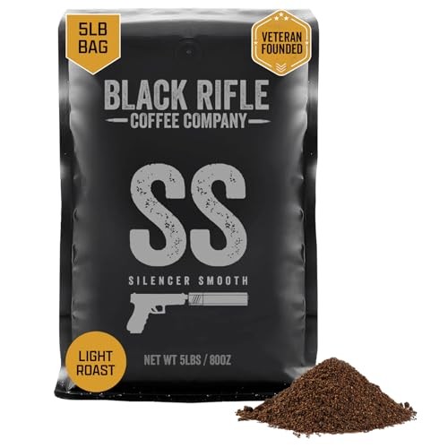 Black Rifle Coffee Company Silencer Smooth, 5 Lb Bag, Ground Coffee Light Roast - Roasted Blend Made from Arabica Beans - Colombian & Brazilian Beans 