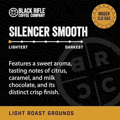 Black Rifle Coffee Company Silencer Smooth, 5 Lb Bag, Ground Coffee Light Roast - Roasted Blend Made from Arabica Beans - Colombian & Brazilian Beans  thumbnail