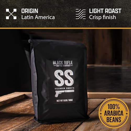 Black Rifle Coffee Company Silencer Smooth, 5 Lb Bag, Ground Coffee Light Roast - Roasted Blend Made from Arabica Beans - Colombian & Brazilian Beans  thumbnail