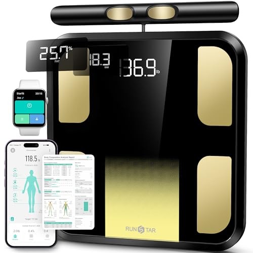 RunStar Smart Scale for Body Weight, Full-Body Bathroom Scale with 8 Electrodes for BMI, Muscle Mass, 3-Metric Display, High-Accuracy Body Composition