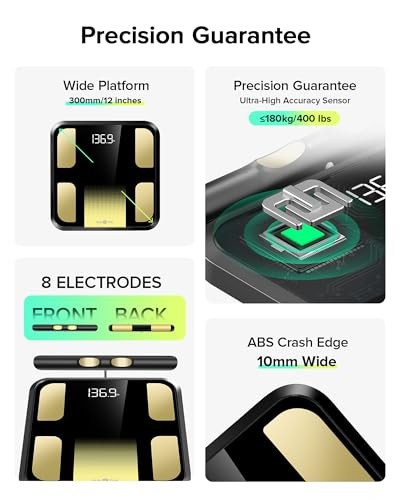 RunStar Smart Scale for Body Weight, Full-Body Bathroom Scale with 8 Electrodes for BMI, Muscle Mass, 3-Metric Display, High-Accuracy Body Composition