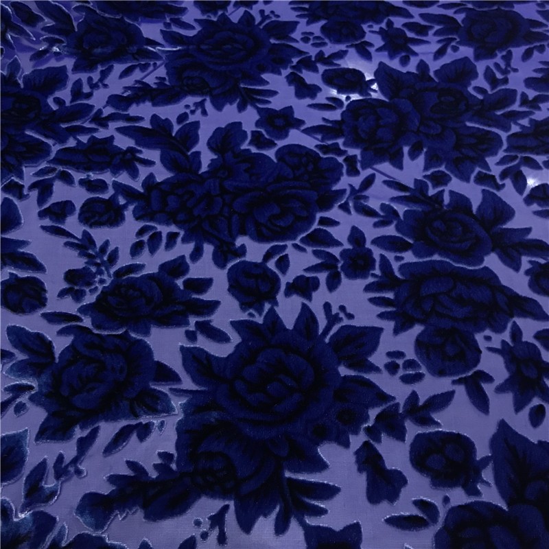 Tissu En Velours Bleu Foncé à Fleurs De Pivoine | Tissu 100% En Soie De La Saison Des âges, Tissu En Velours Mûre Pour Robe Jupe Cheongsam