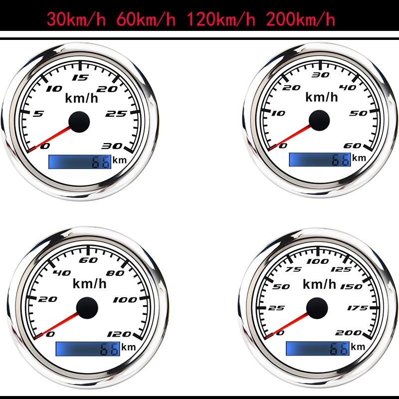 85MM 30-120 Km/h Indicateur De Vitesse Jauge 316 Acier Inoxydable Lunette étanche Voiture Bateau Odomètre De Vitesse Sans Antenne GPS 12V/24V
