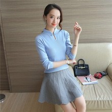 Offre Spéciale Pull 3252-coréen Femmes Cheongsam Col Pull En Automne Hiver Tricoté Chandails Femmes Femme