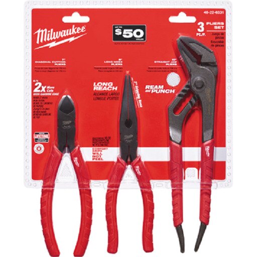 New Milwaukee 48-22-6331 3 Piece Pliers Hand Tool Set