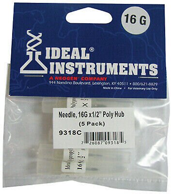 NEOGEN CORPORATION Disposable Needles, 1/2-in. Poly Hub, 16-Ga, 5-Pk. 9318