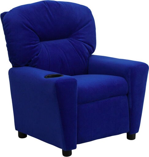Contemporary Blue Microfiber Kids Recliner with Cup Holder - BT-7950-KID-MIC.