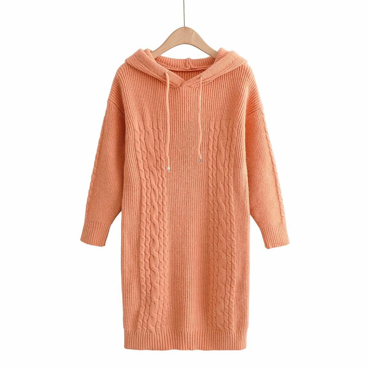 Automne Nouvelle Europe Et Les états-unis Femmes à Manches Longues à Capuche Robe En Tricot Est 9318 thumbnail