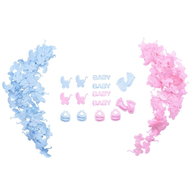 YONGSNOW 100 Ps/Lot Rose Bleu Bébé Empreinte Chariot Bavoir Table Fête Arrose Confettis Bricolage Bébé Douche Anniversaire Décoration De La Mais thumbnail