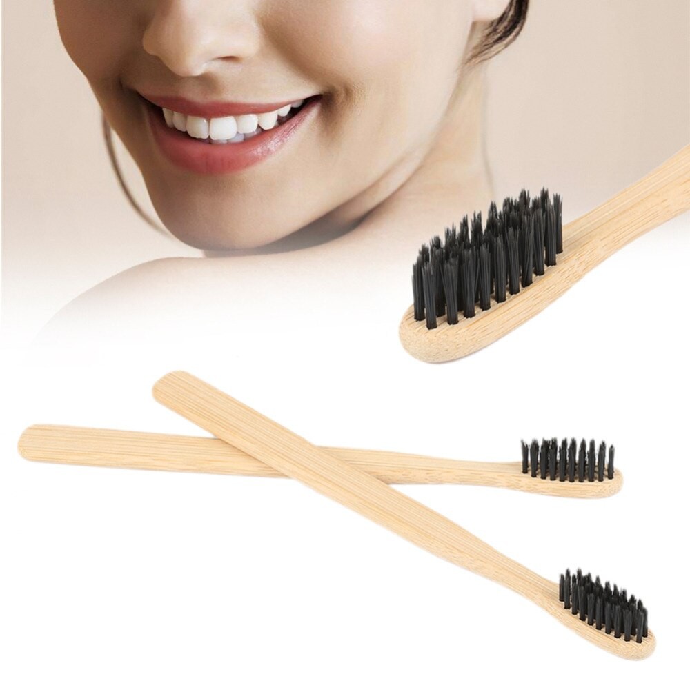 5/4/3/2 PièCES Bambou Charbon De Bois Brosse à Dents Bambou Poignée Noir Soies Tête Soins Dentaires à Faible Teneur En Carbone Pour Adultes