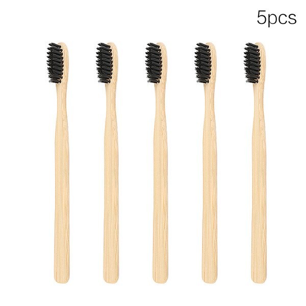 5/4/3/2 PièCES Bambou Charbon De Bois Brosse à Dents Bambou Poignée Noir Soies Tête Soins Dentaires à Faible Teneur En Carbone Pour Adultes thumbnail