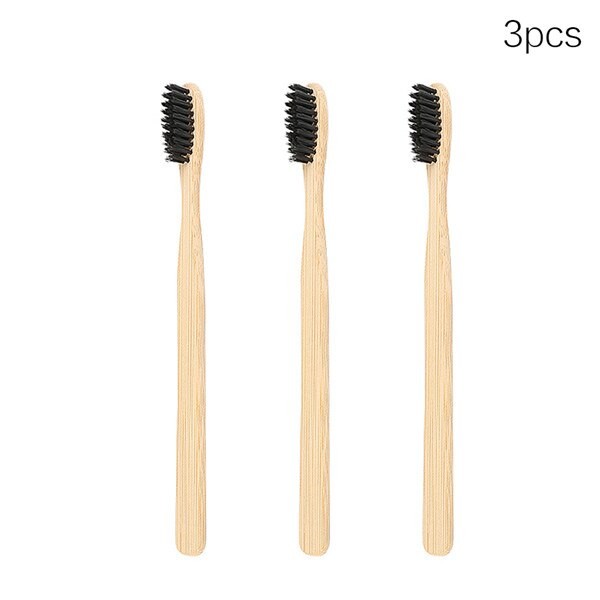 5/4/3/2 PièCES Bambou Charbon De Bois Brosse à Dents Bambou Poignée Noir Soies Tête Soins Dentaires à Faible Teneur En Carbone Pour Adultes thumbnail