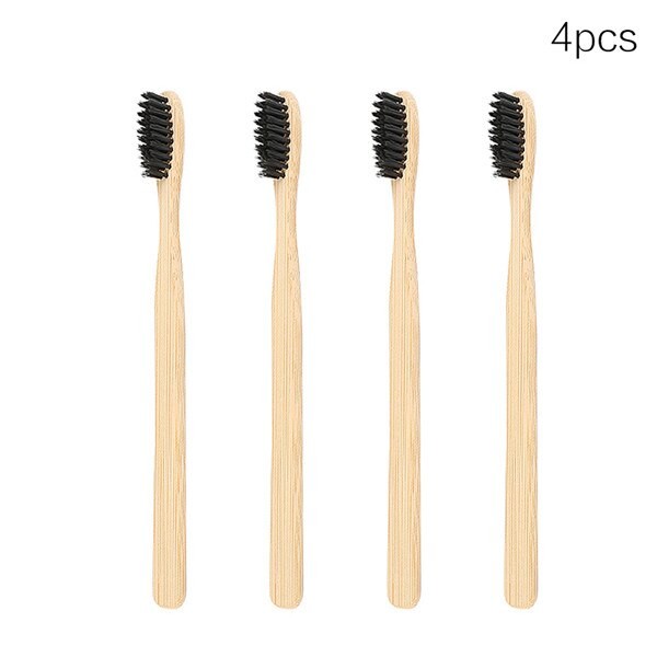 5/4/3/2 PièCES Bambou Charbon De Bois Brosse à Dents Bambou Poignée Noir Soies Tête Soins Dentaires à Faible Teneur En Carbone Pour Adultes thumbnail