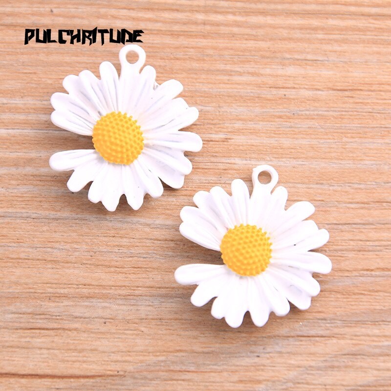 4 PièCES 25*29mm 4 Couleur Produit Tournesols Marguerite En Forme De Pendentif à Breloques Résine Flatback Cabochons Bijoux à Bricoler Soi-même F thumbnail