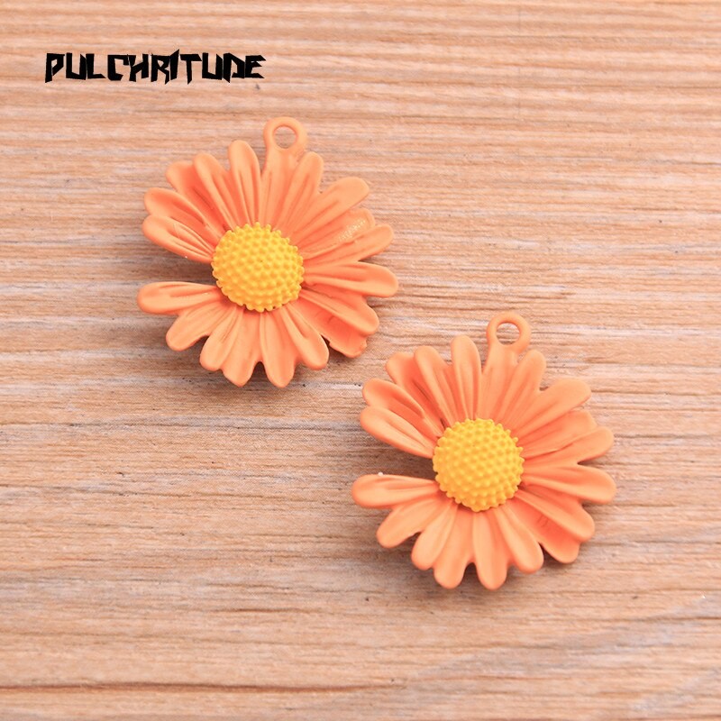 4 PièCES 25*29mm 4 Couleur Produit Tournesols Marguerite En Forme De Pendentif à Breloques Résine Flatback Cabochons Bijoux à Bricoler Soi-même F thumbnail