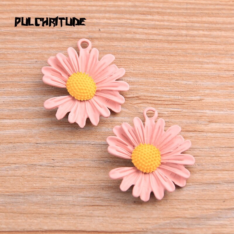 4 PièCES 25*29mm 4 Couleur Produit Tournesols Marguerite En Forme De Pendentif à Breloques Résine Flatback Cabochons Bijoux à Bricoler Soi-même F thumbnail