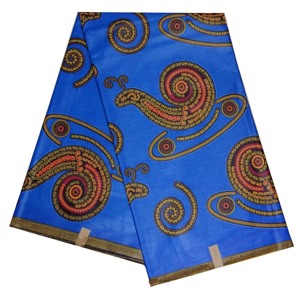 Tissu Imprimé à La Cire D'escargot Bleu | Tissu Africain 100% Coton Nigérian Ankara, Véritable Cire