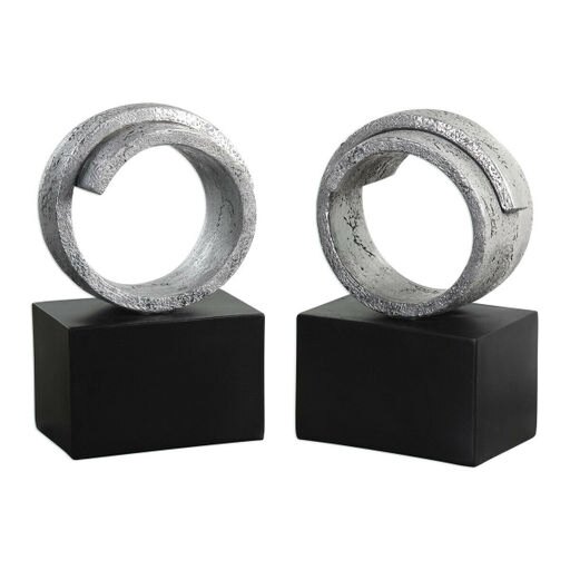 Uttermost 20140 Twist 10 X 4 Inch Metallic Silver Bookends, Set of 2