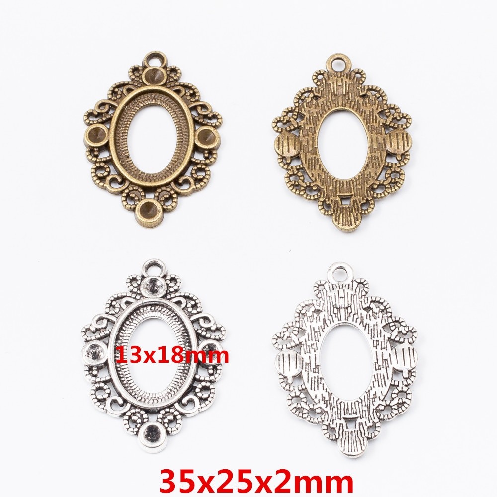 10 PièCES Cadre Ovale Diamètre Intérieur 13x18mm Antique Bronze Alliage De Zinc Adapté Pour Bracelet Bricolage Métal Bijoux Trouvés 6317