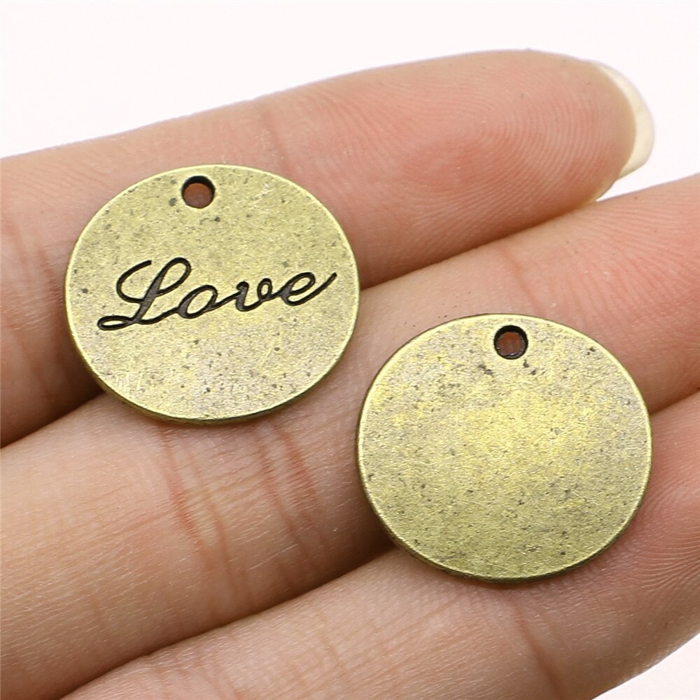 Liquidation 4 PièCES Antique Bronze Couleur 19x20mm Amour Plaque Pendentif à Breloques Pour La Fabrication De Bijoux Bijoux à Bricoler Soi-même R
