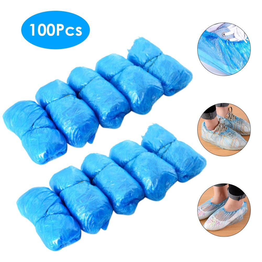 100 PièCES/50 Paires Couvre-chaussures Jetables Bleu Imperméable Antidérapant Extensible Boot & Couvre-chaussures Pour La Maison Intérieur Activit