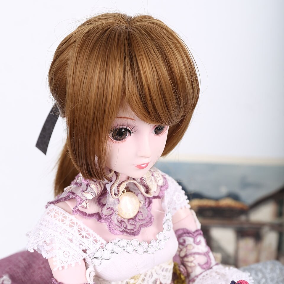 Cataleya BJD SD Perruque 1/3 1/4 Perruque De Poupée De Cheveux 100% Fibre Perruque à Faire Soi-même Queue De Cheval Cravate Fleur thumbnail