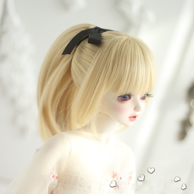 Cataleya BJD SD Perruque 1/3 1/4 Perruque De Poupée De Cheveux 100% Fibre Perruque à Faire Soi-même Queue De Cheval Cravate Fleur