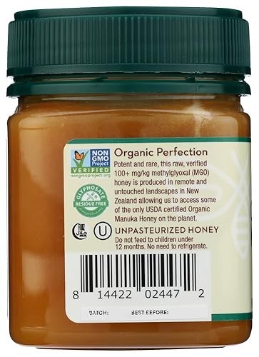 Wedderspoon Raw Premium USDA Certified Organic Manuka Honey, 100+ MGO, 8.8 Oz, Unpasteurized New Zealand Honey, from Our Hives to Your Home thumbnail