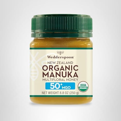 Wedderspoon Raw Premium USDA Certified Organic Manuka Honey, 50+ MGO, 8.8 Oz, Unpasteurized New Zealand Honey, from Our Hives to Your Home thumbnail